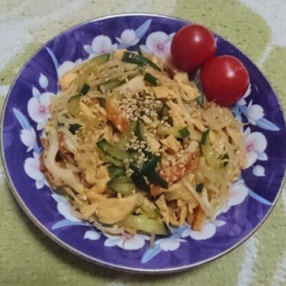 錦糸卵プラスで作りました。少しピリ辛で野菜がモリモリ食べられますね。美味しかったです。